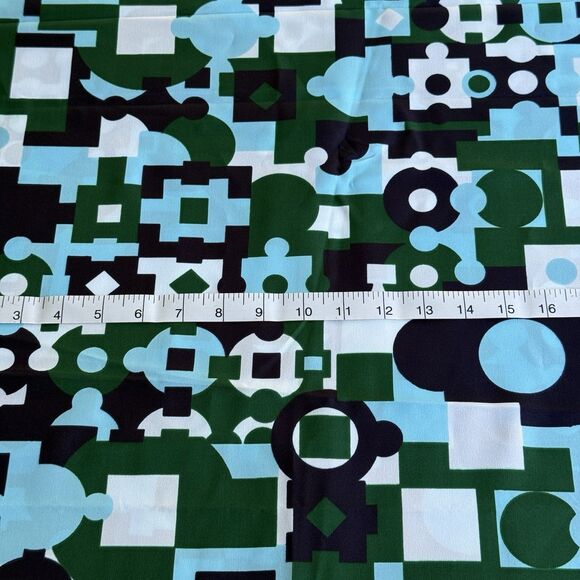 1970s Klopman Mills Burlington Blue Green Mod Geometric Apparel Fabric 2.5ydx45" - Picture 3 of 6